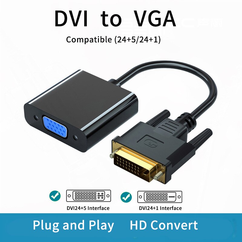 DVI-VGA ̺ 1080P DVI-D Ǯ HD  24 + 1  -15Pin VGA-׷ ī-PC  